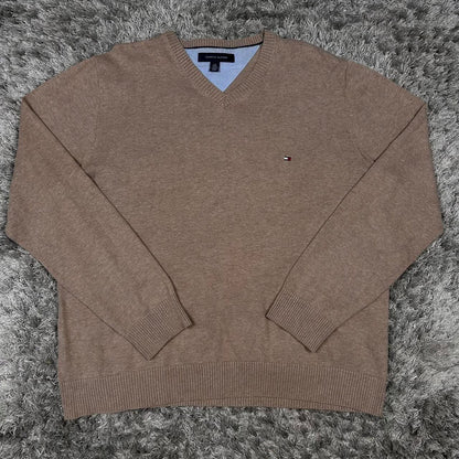 MEN'S VINTAGE TOMMY HILFIGER V NECK JUMPER SIZE L