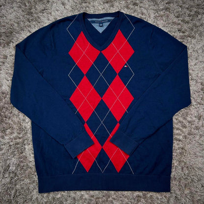 MEN'S VINTAGE TOMMY HILFIGER V NECK JUMPER SIZE