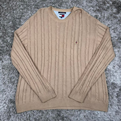 MEN'S VINTAGE TOMMY HILFIGER CABLE KNIT JUMPER SIZE XL
