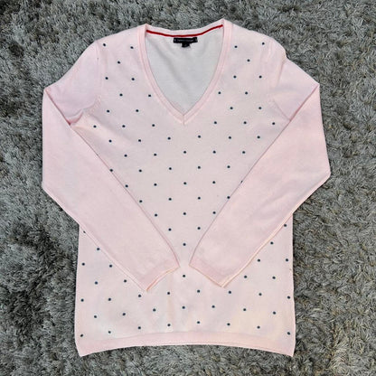 WOMEN'S VINTAGE TOMMY HILFIGER V NECK JUMPER SIZE M