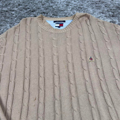 MEN'S VINTAGE TOMMY HILFIGER CABLE KNIT JUMPER SIZE XL