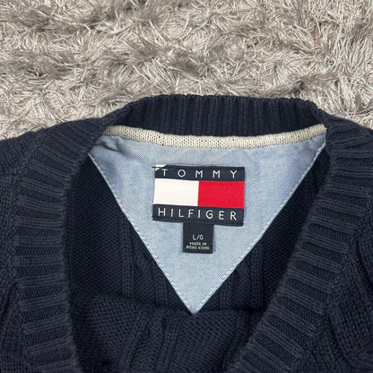 MEN'S VINTAGE TOMMY HILFIGER CABLE KNIT JUMPER SIZE L