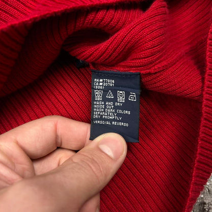 MEN'S VINTAGE TOMMY HILFIGER RIBBED V NECK JUMPER SIZE XL